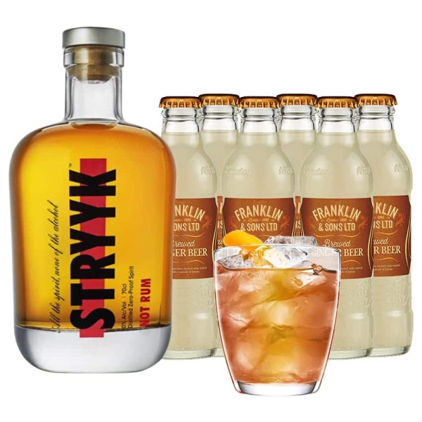 alcohol-free cocktail black storm with Strykk non-alcoholic rum