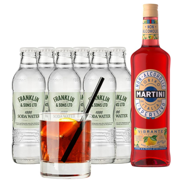 Martini y soda cóctel sin alcohol con vermut sin alcohol