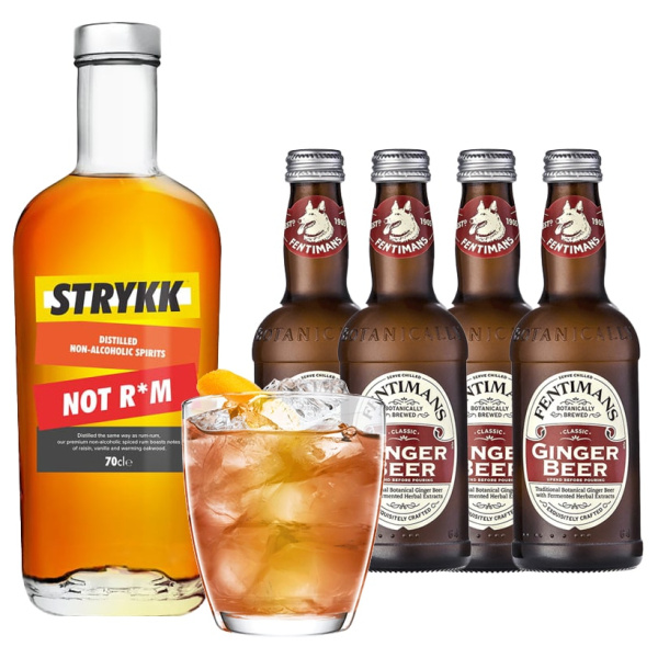 black storm alcohol free rum cocktail and ginger beer