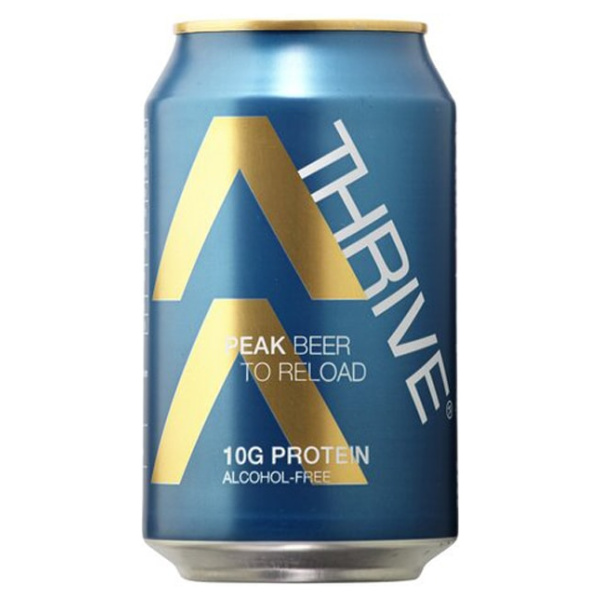 thrive peak non-alcoholic beer with protein sport can
